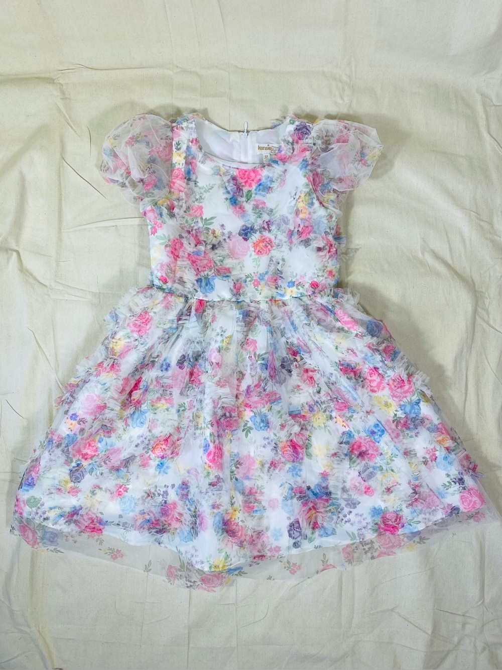 Girls Kensie Girl Short Sleeve Allover Printed Ruffle Dress